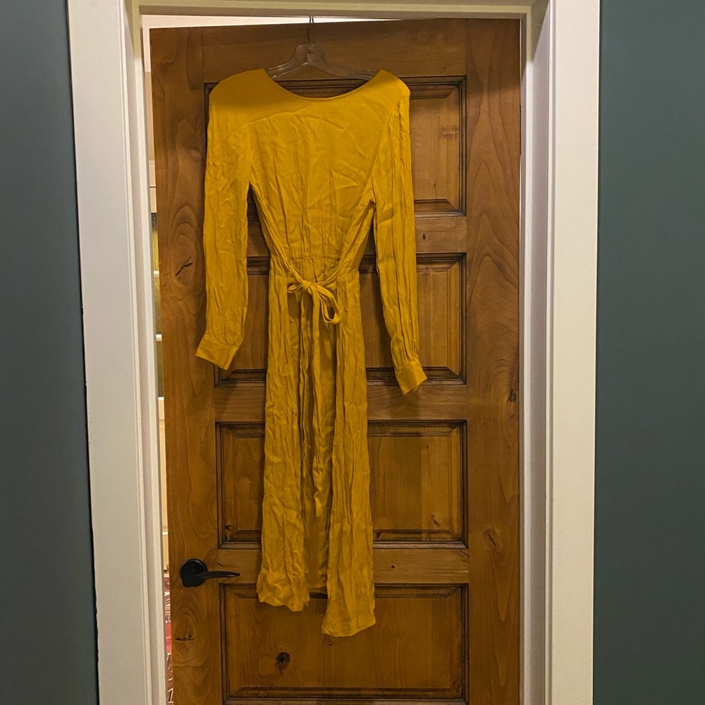 Mid-length mustard yellow dress